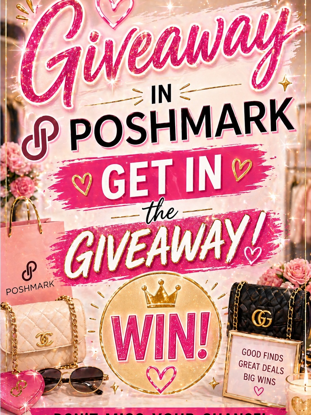 Poshmark Giveaway Graphic - Pink & Gold Promotional Poster